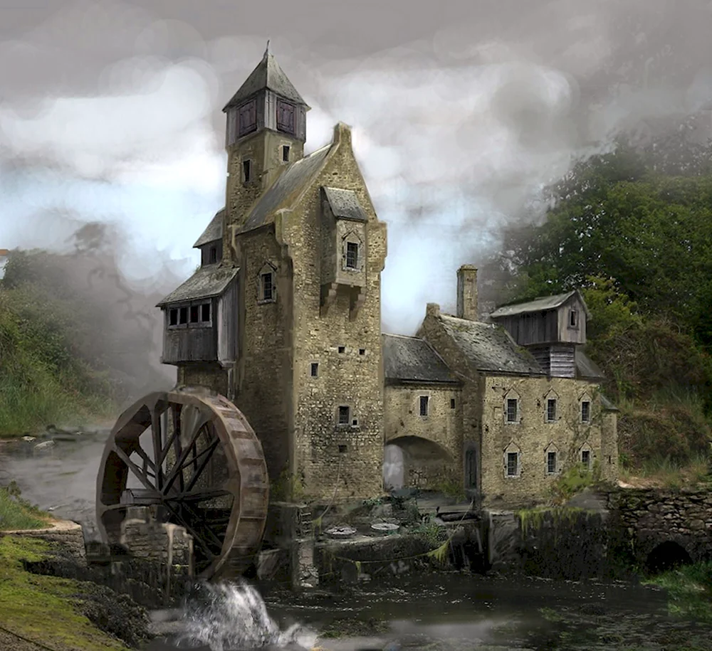 Средневековая водяная мельница