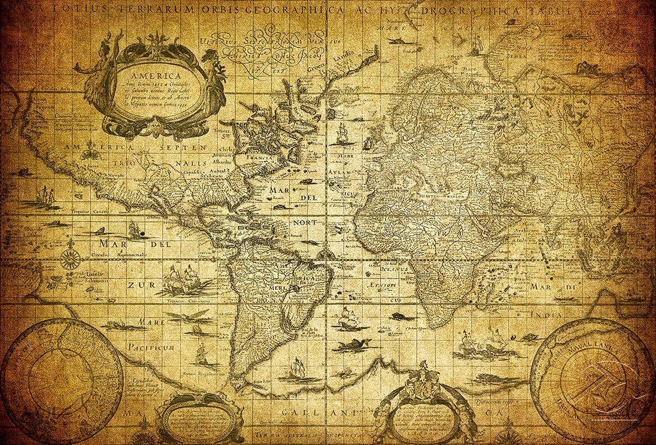 Старинная морская карта фон
