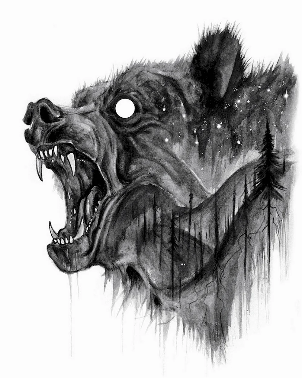 Страшный медведь рисунок