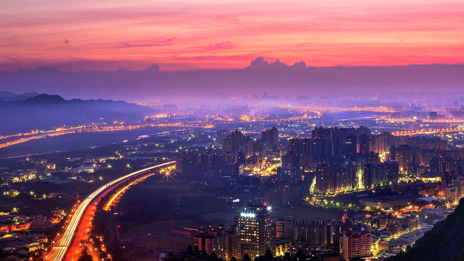Тайвань Сити Тайбэй рассвет панорама