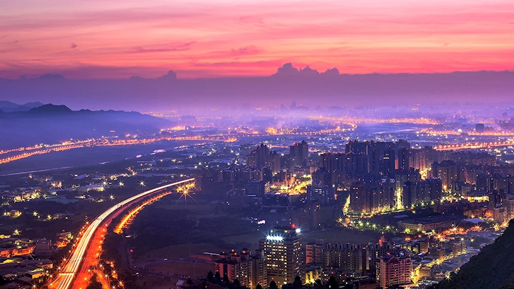 Тайвань Сити Тайбэй рассвет панорама