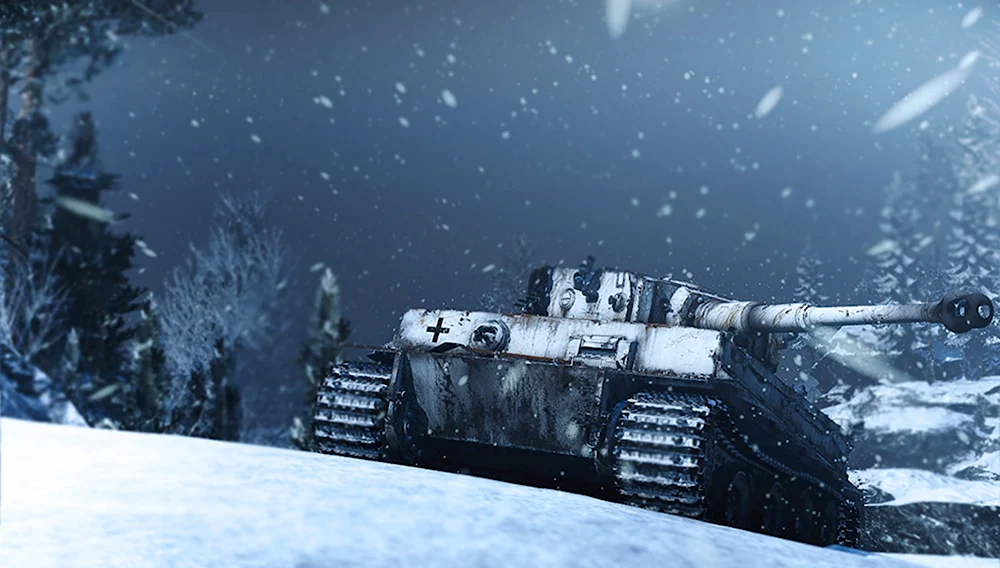 Танк тигр зима War Thunder