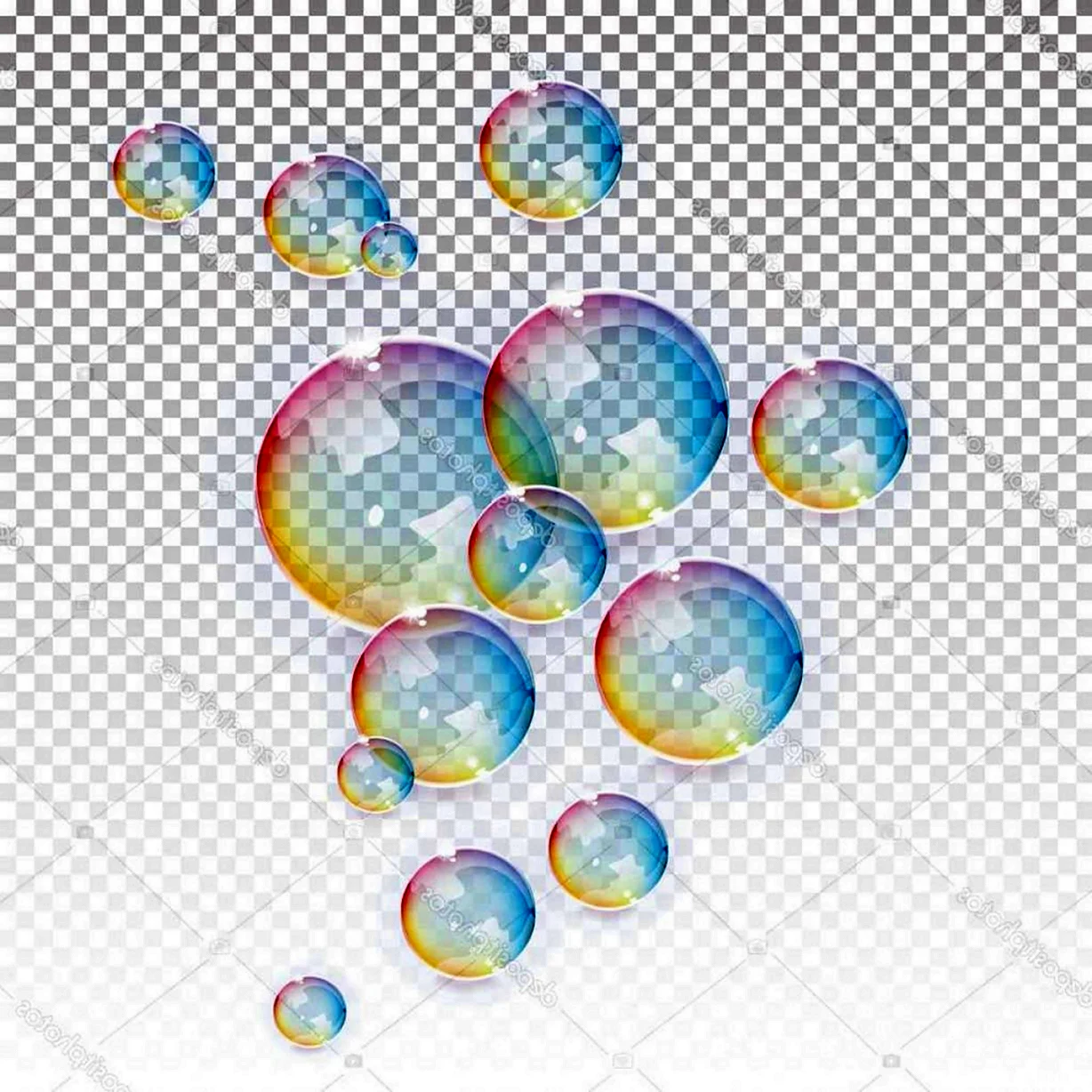 Цветной мыльный пузырь на прозрачном фоне