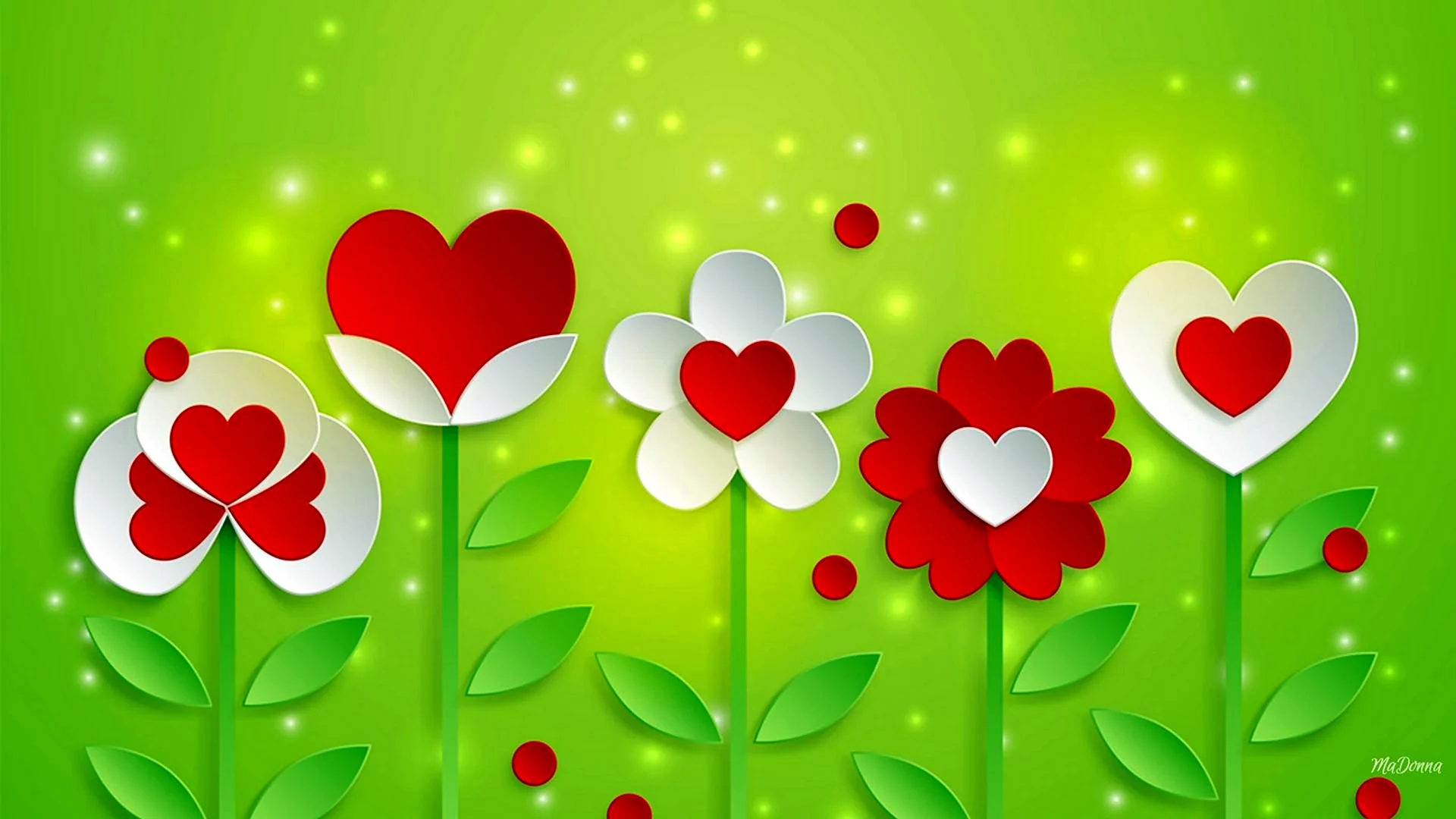 Цветы из сердечек