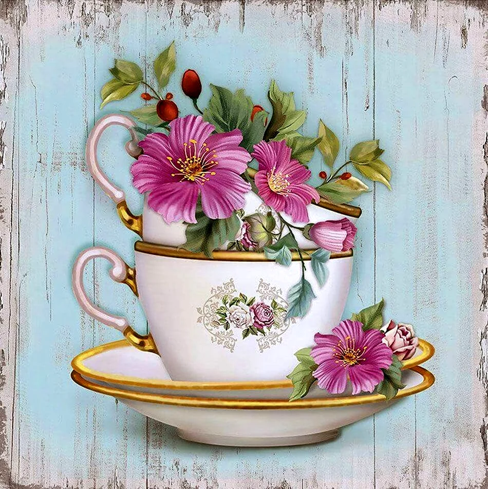 Цветы в чайной чашке