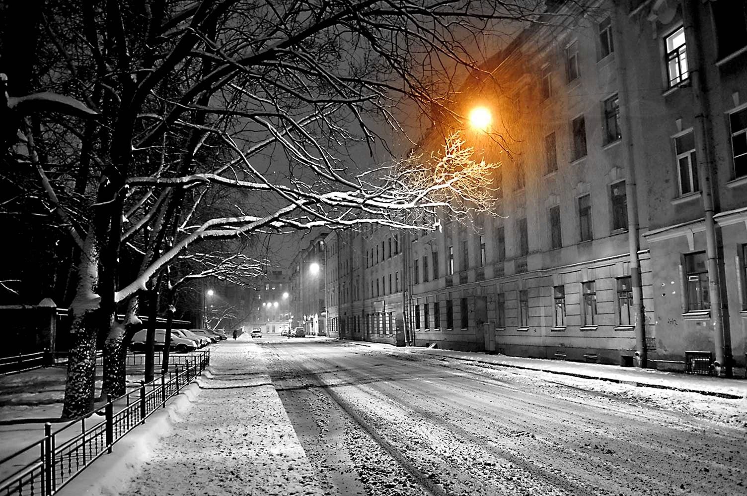 Улица зима ночь