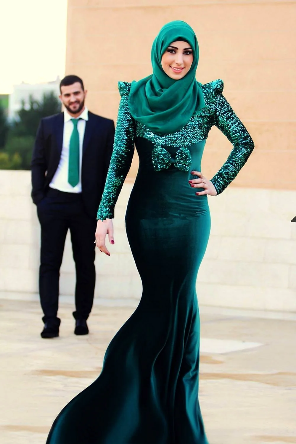 Велюровое длинное платье хиджаб