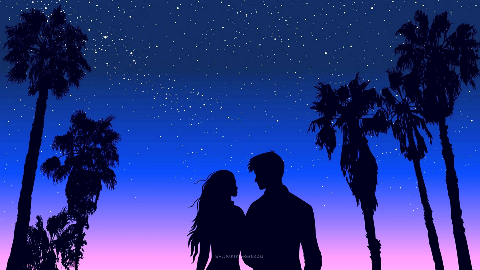 Влюбленная пара и звездное небо