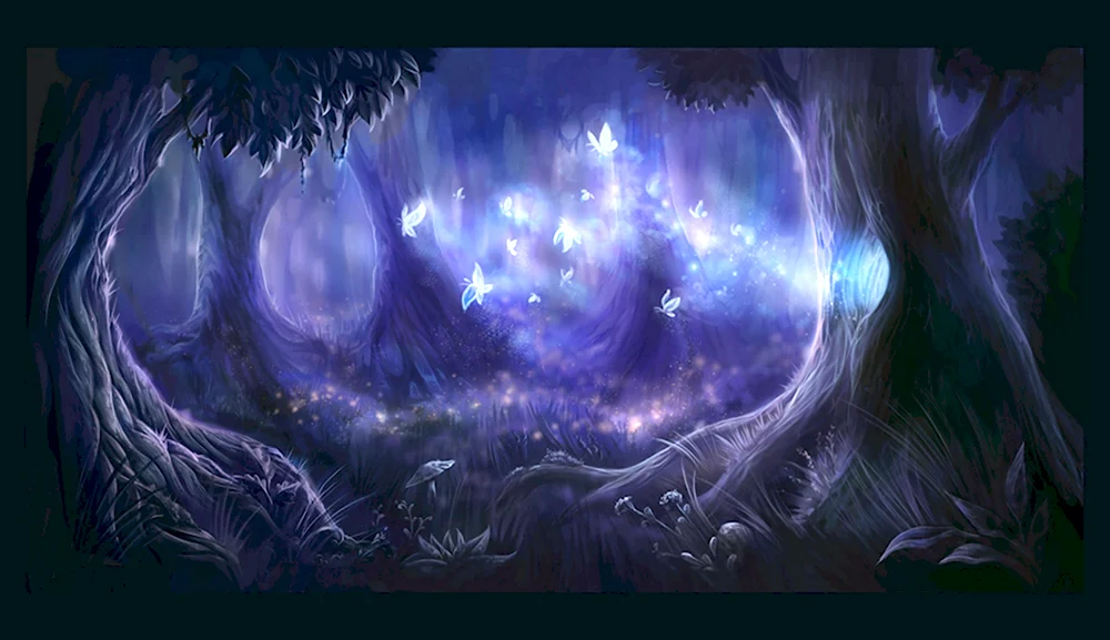 Волшебный лес ночью