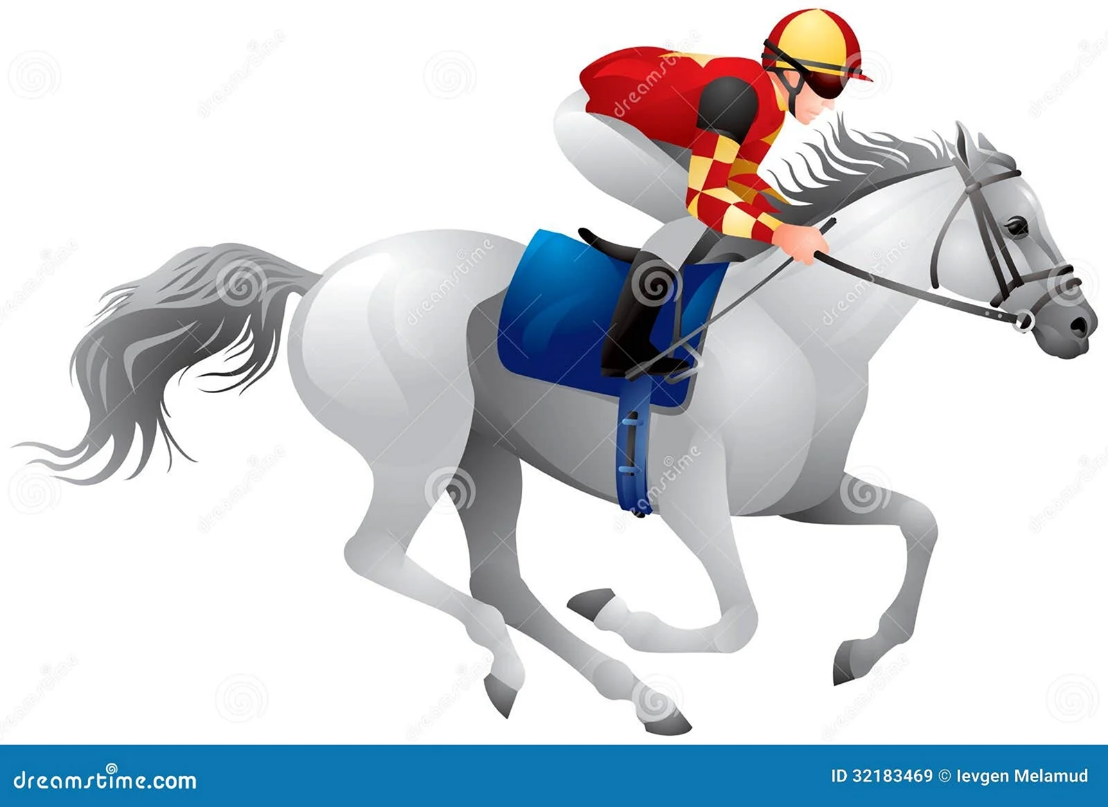 Всадник на лошади на белом фоне