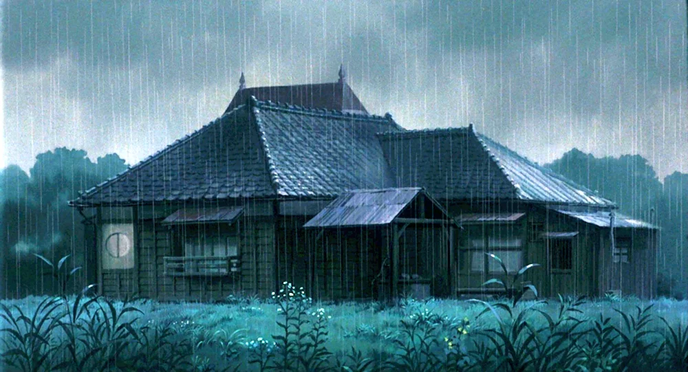 Заброшенный дом с дождём