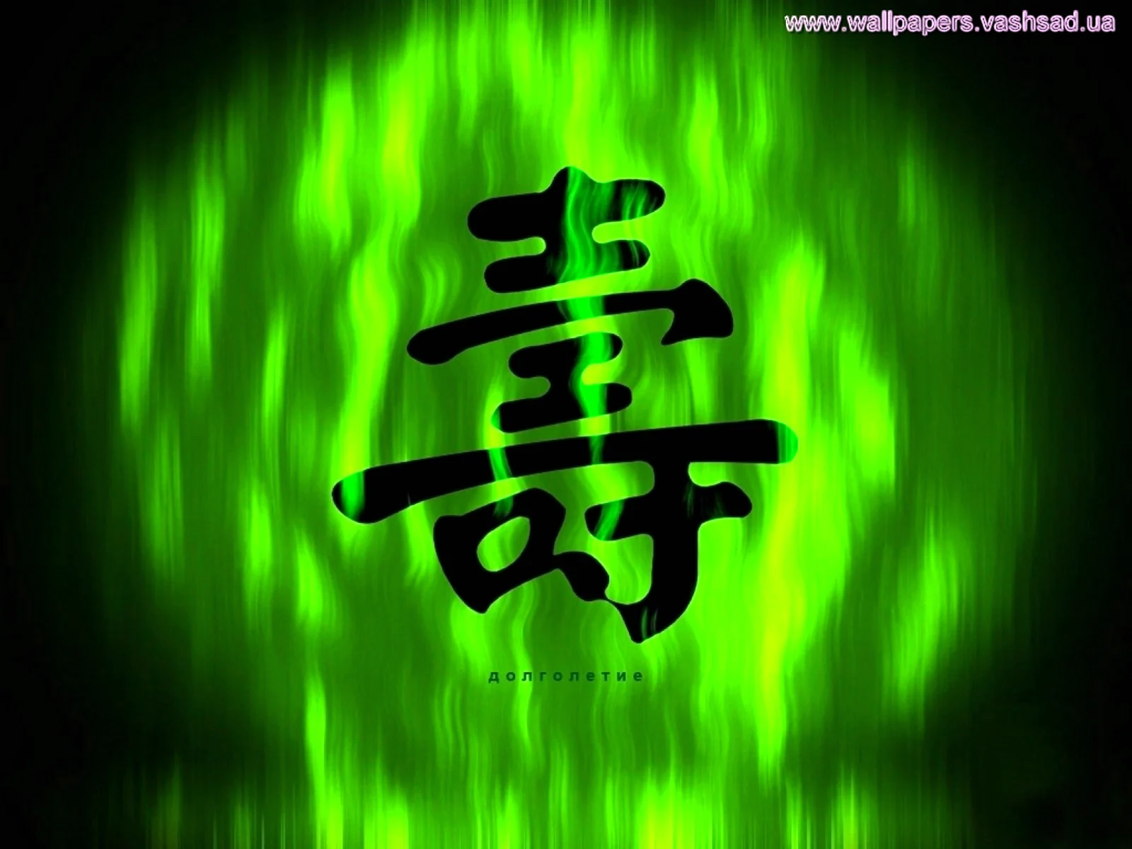 Зеленый фон с японскими иероглифами