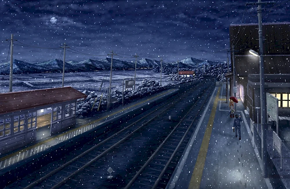 Зима перрон вокзал железная дорога снег