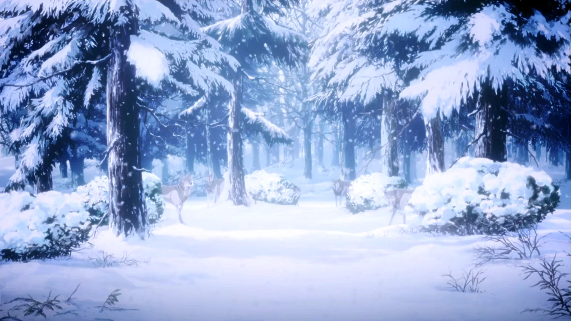 Зимний лес аниме