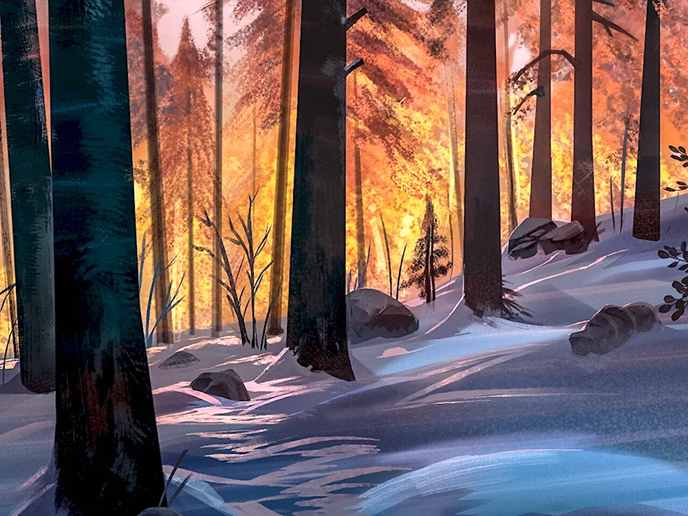 Зимний лес арт