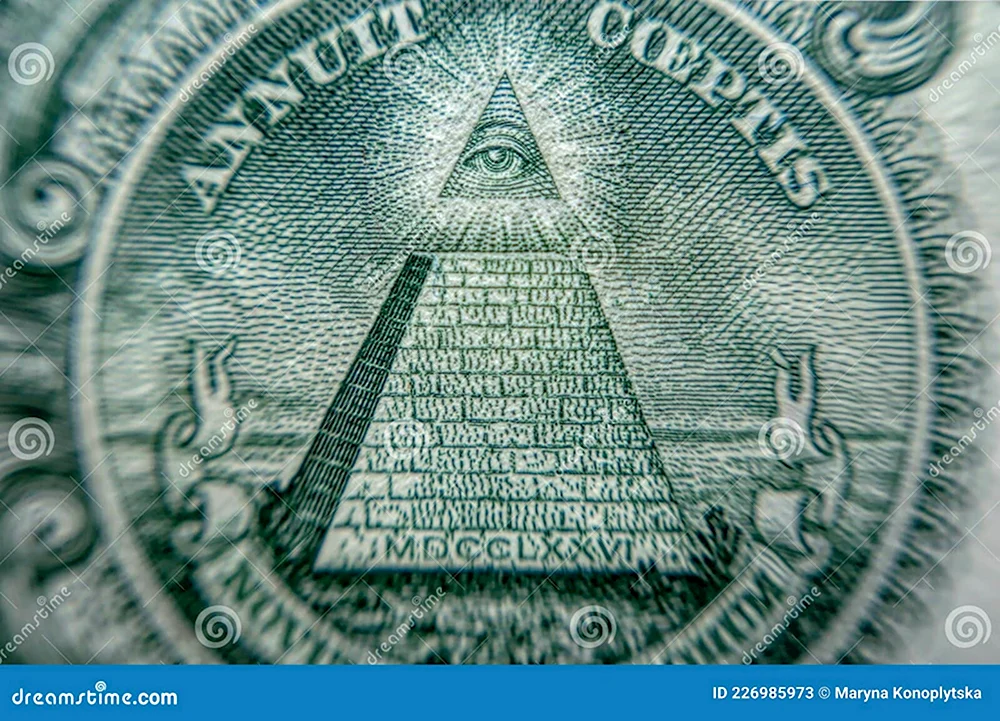 Знак масонов на 100 долларах США
