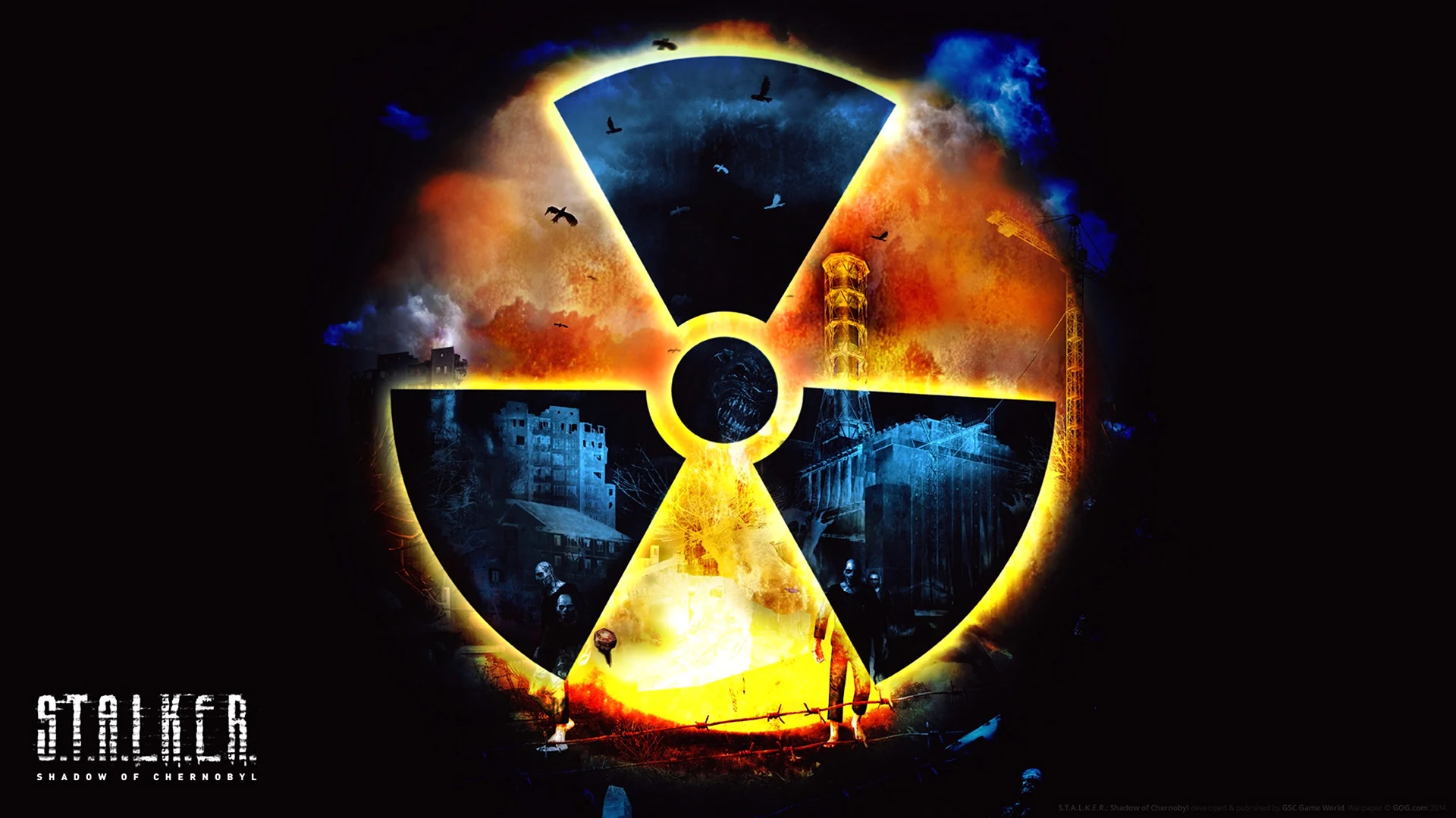 Знак радиации тень Чернобыля