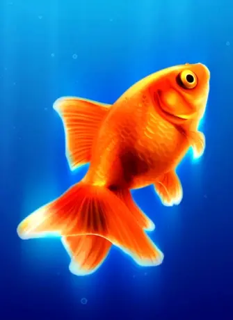 Золотая рыбка на синем фоне